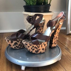 Platform cheetah print heels